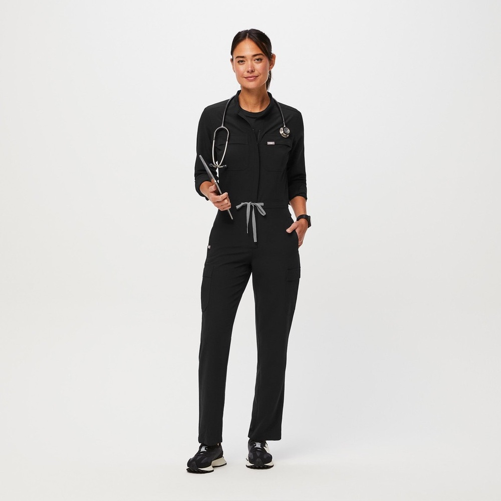 Figs Black Cargo Jumpsuit